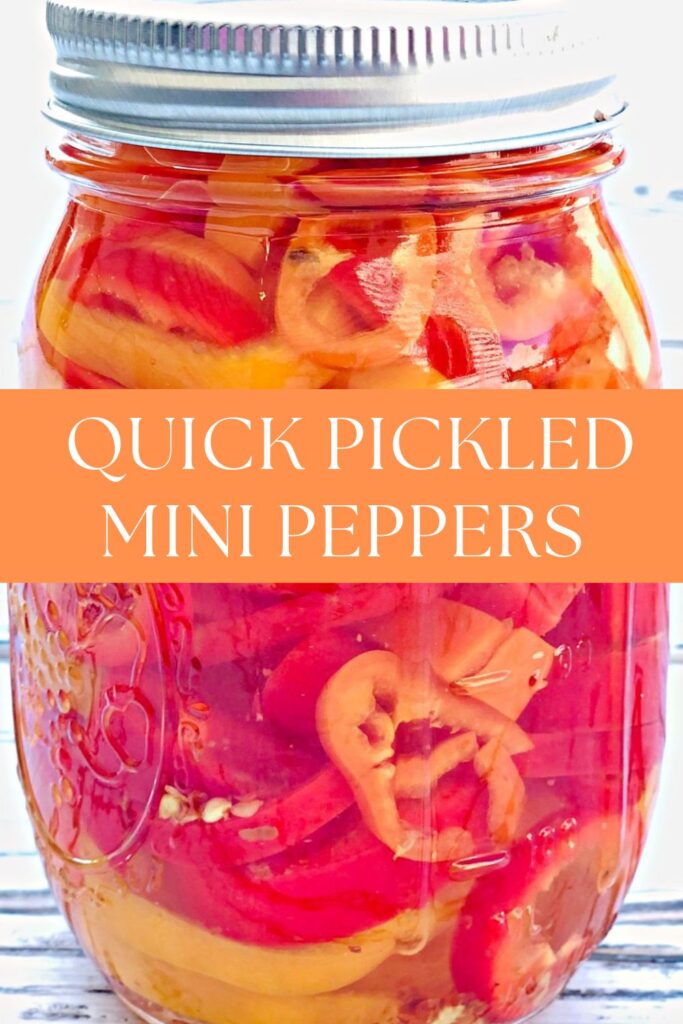 Pickled Mini Peppers – A quick-pickle recipe with tangy vinegar, sugar, and crushed red pepper flakes. Great for adding to sandwiches, salads, or cheese boards.


